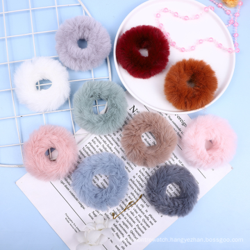 Wholesale Autumn Winter New Style Hair Elastic Band Hair Tie Custom Luxury Fur Cute Scrunchies